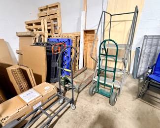 Wood pallets, dollies