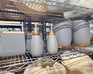 Matching bathroom accessories (soap dispensers, trashcans and tissue boxes)