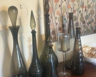 Mid century genie bottles and glassware. Wall art 