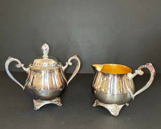 Oneida Silversmiths Creamer and Sugar Bowl