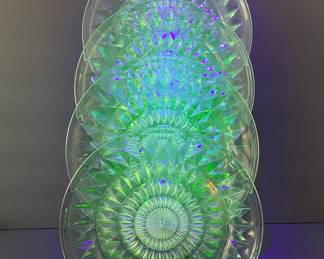 Vintage Jeannette Windsor Uranium Glass Plates