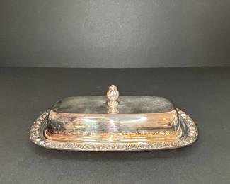 Silver Plated Butter Dish with Glass Insert
