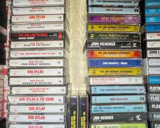 Vintage Bob Dylan and Jimi Hendrix Cassette Tapes