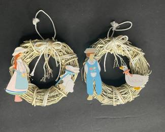 Mini Wreaths Goose and Rabbit Figures