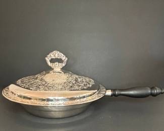Victorian Silver Plated Chafing Dish with Ebonized Handle