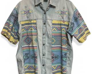 INFO U.S.A. Vintage Southwest Pattern Denim Shirt
