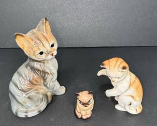 Brinn's Bone China Tabby Cat and Kittens Figurines