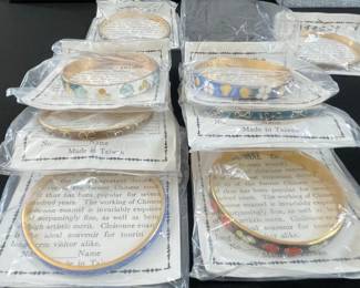 Vintage Cloisonné Enamel Bangle Bracelets 