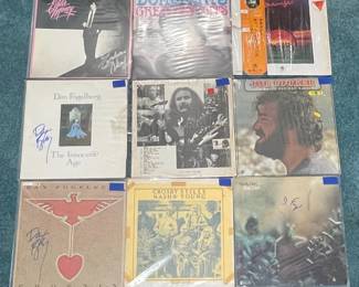 Assorted Signed Vintage Vinyl LP Records