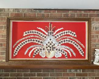Vintage Mid-Century Folk Art Seashell Art 