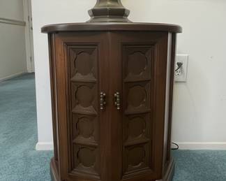 Hexagonal Storage End Table with Recessed Paneling