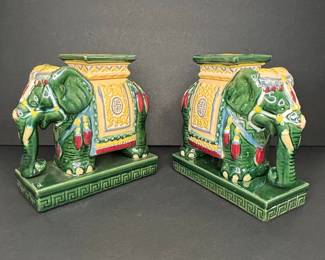 Vintage Chinoiserie Ceramic Elephant Garden Stools