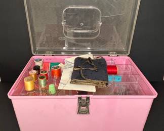 Vintage Wilson Wil-Hold Pink Plastic Sewing Box