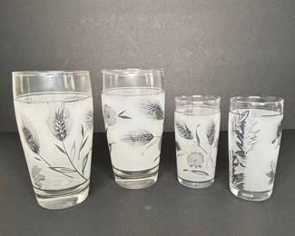 Vintage Libbey Silver Wheat Frosted Glassware