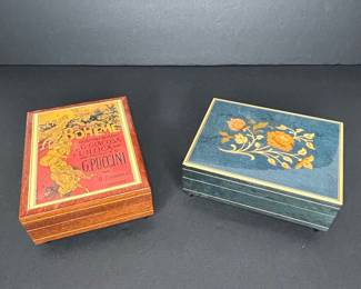 Italian Inlaid Wood Music Boxes