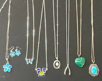 Sterling Silver Charm Pendant Necklaces 