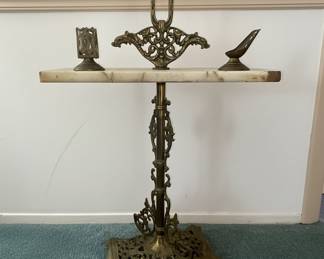 Victorian Brass and Marble Smoking Stand