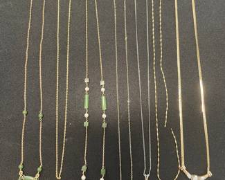 10k and 14k Gold and Jade Necklaces