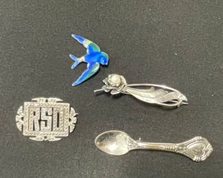 Vintage Sterling Silver Brooches