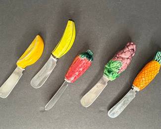 Vintage Fruit-Shaped Ceramic Handle Spreaders 