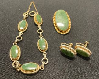 Catamore Gold-Filled Green Stone Jewelry Suite