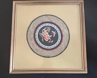 Framed Chinese Silk Embroidery Roundel