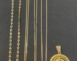 18K Gold Religious Pendant and Chains