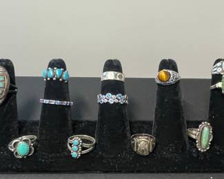 Vintage Sterling Silver and Turquoise Rings