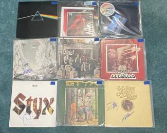 Collection of Autographed Classic Rock Vinyl Records - Pink Floyd, ZZ Top, Styx