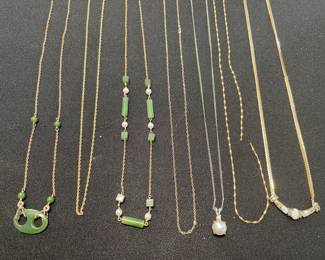 10k and 14k Gold and Jade Necklaces
