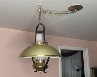 Vintage Brass Hanging Oil-Style Lamp
