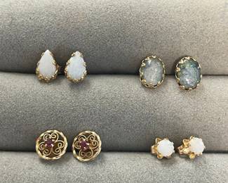 14k Gold Gemstone Stud Earrings