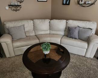 Custom leather power reclining sofa