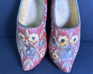 162 pairofhandpaintedwoodenclogswithf