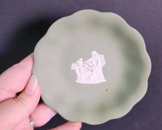 085 greenjasperwarestyletrinketdishwith