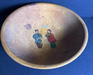 291 handpaintedwoodbowlwithasianmotif