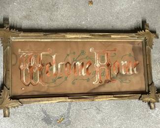 127 vintageframedneedlepointwelcomehome