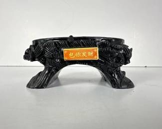 175 carvedblackstonedragonmotifstand