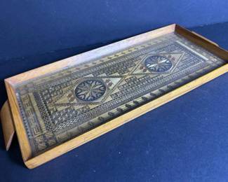 289 rectangularmarquetryinlaidwoodentray
