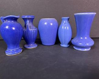 118 miniaturebluepotteryvasesinartdeco