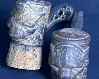 028 pairofantiquecastironlionfiguralb