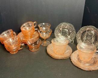 230 mixedpinkglassanddepressionteacups