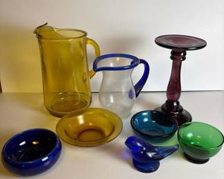 242 assortedhandblownartglasspitchersb