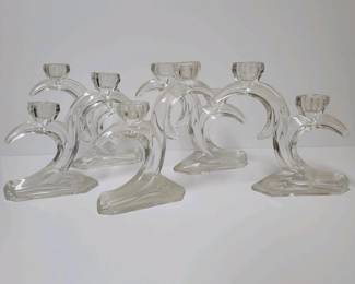 106 artdecostyleclearglassdoublecandle