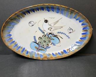 091 handpaintedceramicplatterwithbirda