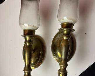 170 pairofbrasswallsconceswithglasshu