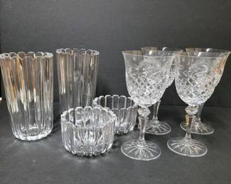 111 cutglassvasesbowlsandcrystalwineg
