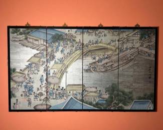204 foldingasianpaintedfourpanelscreen