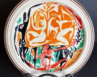 009 handpaintedporcelainplateinabstract