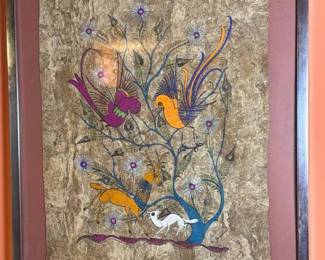 205 34x26framedfolkartpaintingonhandma